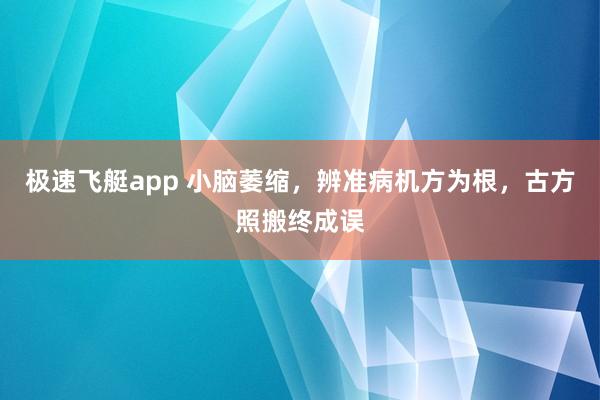 极速飞艇app 小脑萎缩，辨准病机方为根，古方照搬终成误