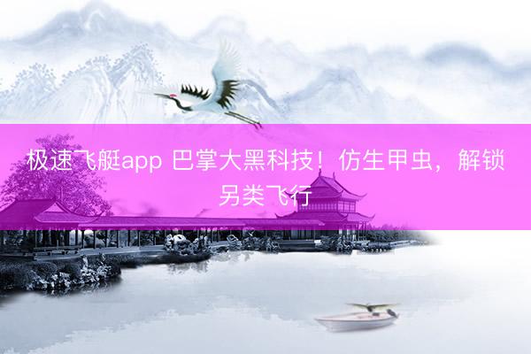 极速飞艇app 巴掌大黑科技！仿生甲虫，解锁另类飞行
